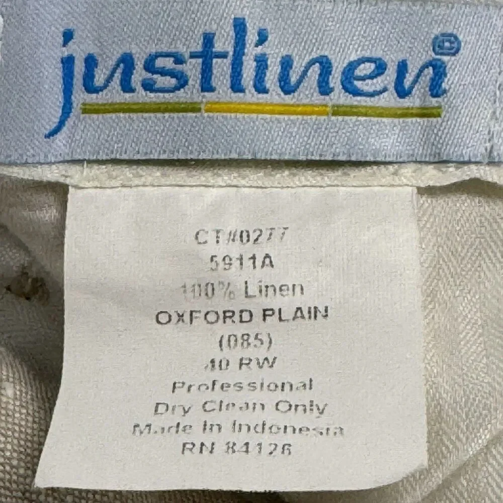 Just Linen Mens Pants 40W 100% Linen Beige Lightweight Summer Wedding Casual